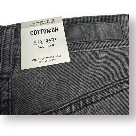 Cotton On Grey Womens Jeans Dad Jean Size 2 Mid Rise Straight Leg - Picture 3 of 7